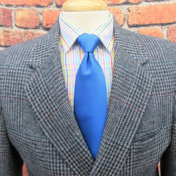 40 R- VTG WALL STREET 100% WOOL SPORT COAT GLEN PLAID - Picture 2 of 6